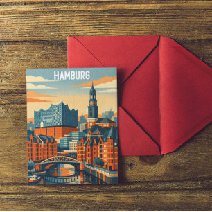 Postal Hamburgo Viaje Minimalista Puerto Alemania 
