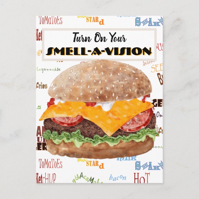 Postal Hamburguesa Divertida Comida Rápida (Anverso)