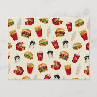 Postal Hamburguesas de comida rápida, fritas, domingos