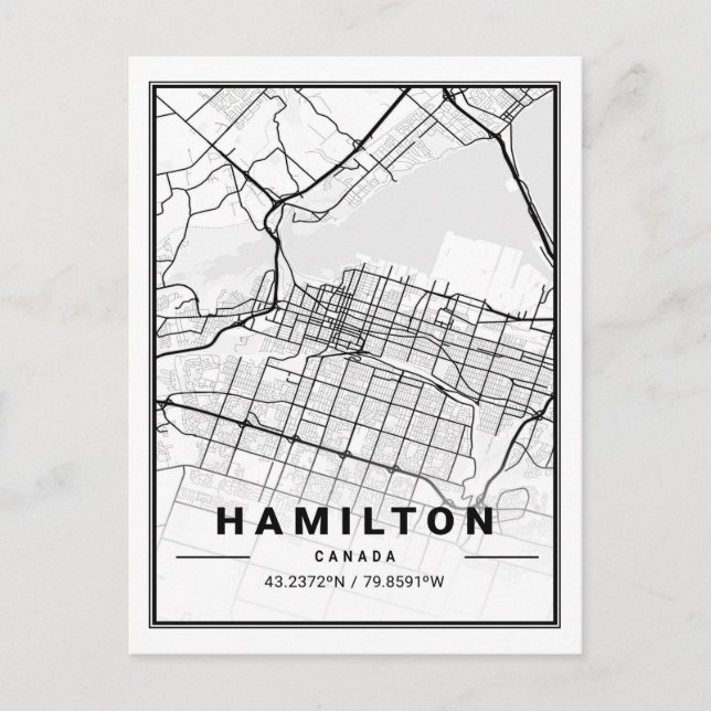 Postal Hamilton Ontario Canada Travel City Map Poster (Anverso)
