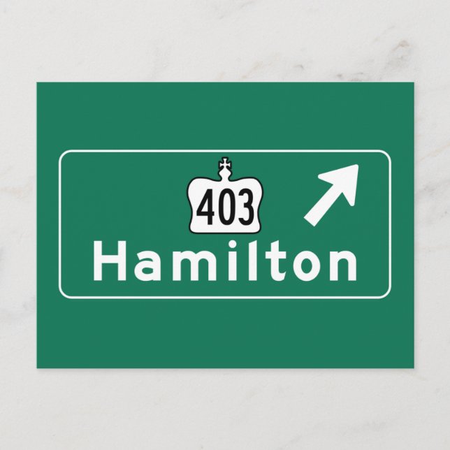 Postal Hamilton, Rótulo de Carretera de Canadá (Anverso)