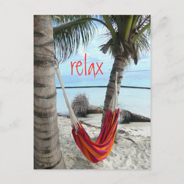 Postal Hammock on Caribbean Beach Postcard (Anverso)