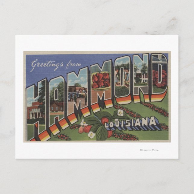 Postal Hammond, Louisiana - Escenas de letras grandes (Anverso)