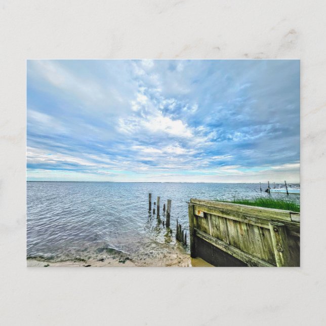 Postal Hampton Bays Long Island Nubes Sand Ocean (Anverso)