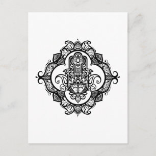 Postal Hamsa con adornos étnicos