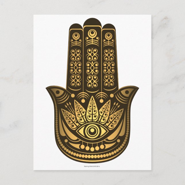 Postal Hamsa Hand Gold Evil Eye Spirit (Anverso)