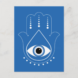 Postal Hamsa Hand Greek Evil Eye Blue