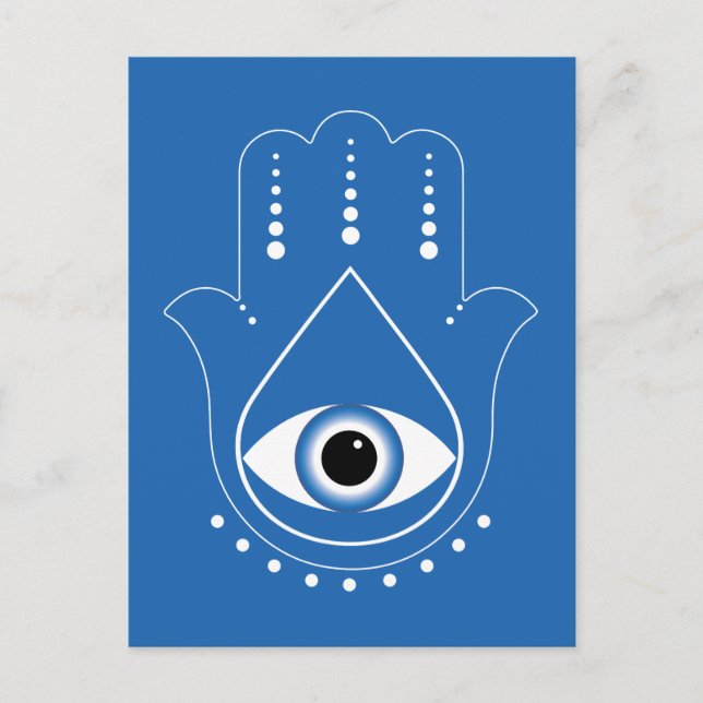 Postal Hamsa Hand Greek Evil Eye Blue (Anverso)