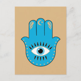 Postal Hamsa Hand Greek Evil Eye Blue