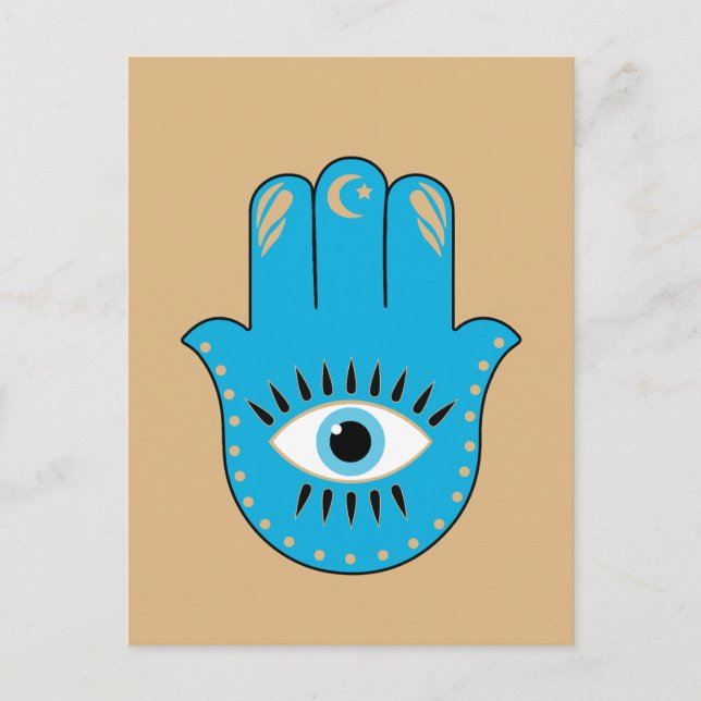 Postal Hamsa Hand Greek Evil Eye Blue (Anverso)