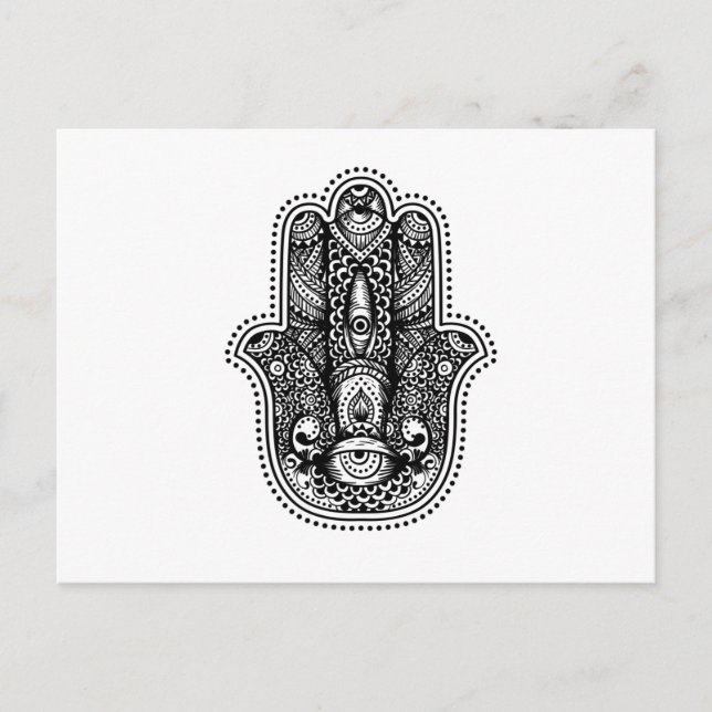 Postal Hamsa La mano de la diosa (Anverso)