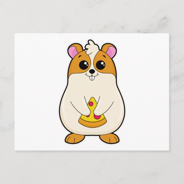 Postal Hámster comiendo pizza (Anverso)