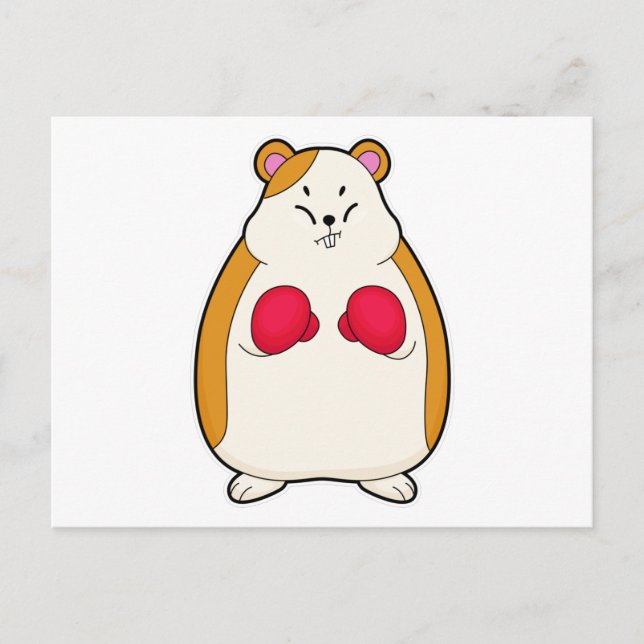 Postal Hámster como Boxeador con Guantes de Boxeo (Anverso)