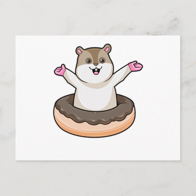 Postal Hamster con donut de chocolate (Anverso)