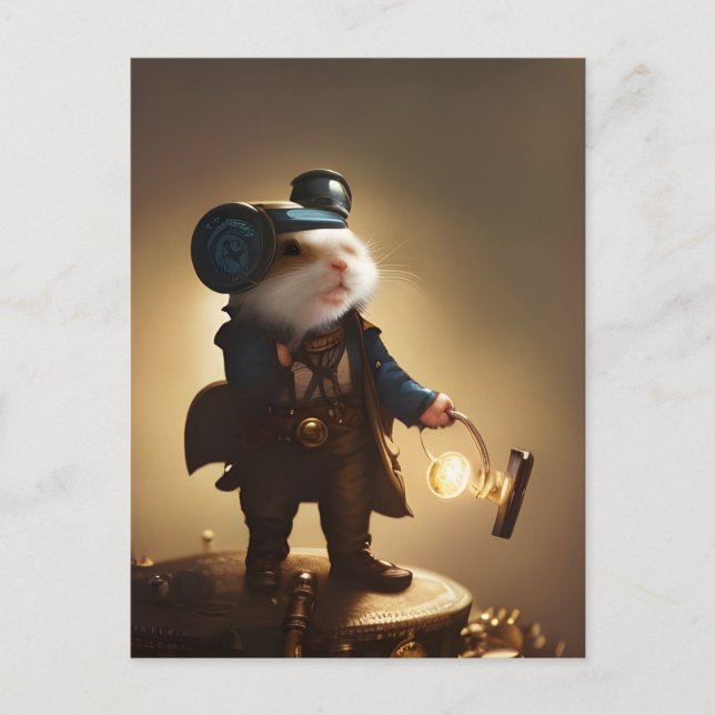 Postal Hamster del Explorador del Steampunk (Anverso)