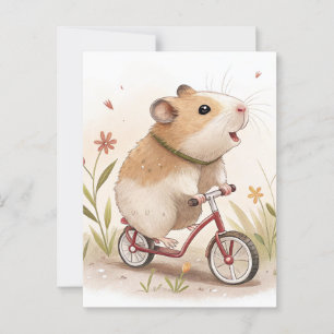 Postal Hamster en bicicleta