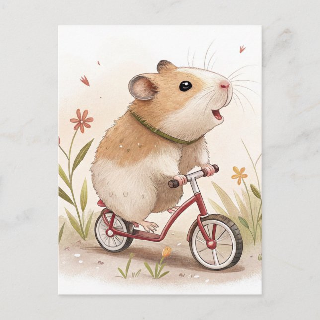 Postal Hamster en bicicleta (Anverso)
