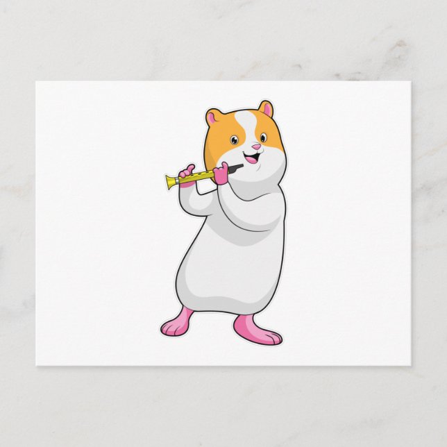 Postal Hamster en música con flauta (Anverso)