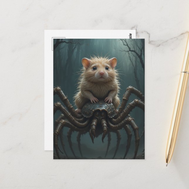 Postal Hamster Riding a Spider (Anverso/Reverso In Situ)