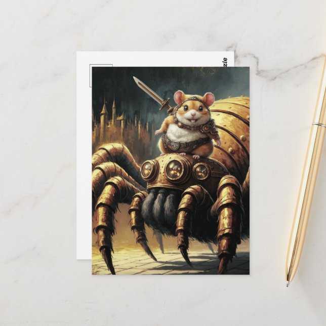 Postal Hamster Steampunk y Spider (Anverso/Reverso In Situ)