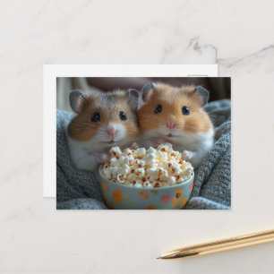 Postal Hámsters Adorables Con Palomitas de Maíz