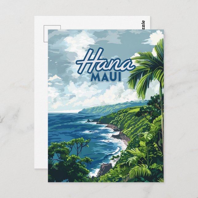 Postal Hana Maui Hawaii Road to Hana Beach Coast Retro (Anverso / Reverso)