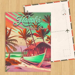 Postal Hanalei Kauai Hawaii palmera tropical soleada de l