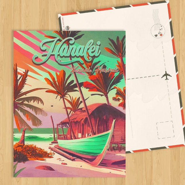 Postal Hanalei Kauai Hawaii palmera tropical soleada de l (Subido por el creador)
