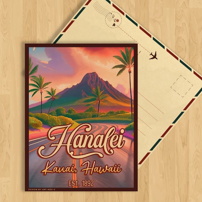 Postal Hanalei Kauai Hawaii Ruta del Volcán Retro de los  (Subido por el creador)
