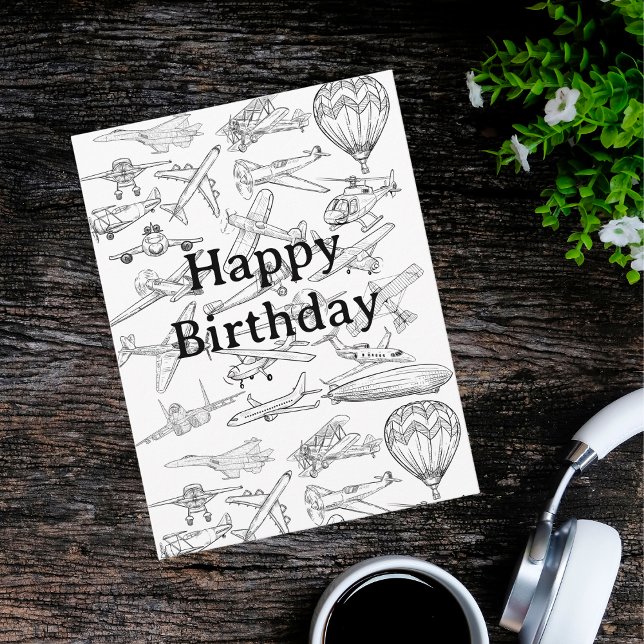 Postal Hand drawn Airplanes Aviation Pilot Aviator Fun (Subido por el creador)