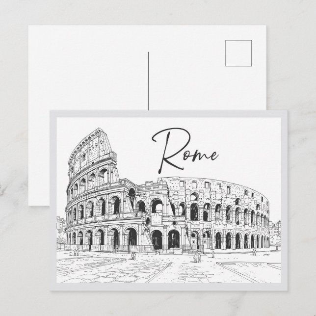 Postal Hand drawn Colosseum Rome Italy Landmark (Anverso / Reverso)