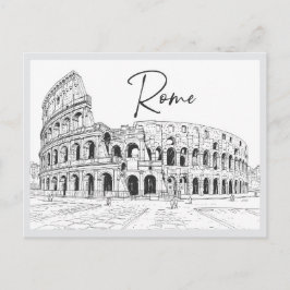 Postal Hand drawn Colosseum Rome Italy Landmark