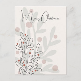 Postal Hand drawn florar Christmas mistletoe