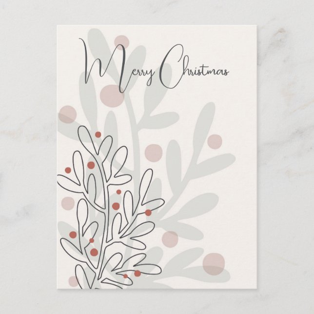 Postal Hand drawn florar Christmas mistletoe (Anverso)