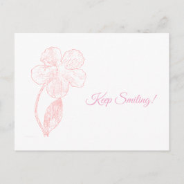 Postal Hand Drawn Flower Minimalist Pink Postcard