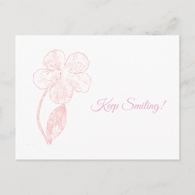 Postal Hand Drawn Flower Minimalist Pink Postcard (Anverso)