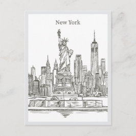 Postal Hand drawn Liberty Statue New York Landmark