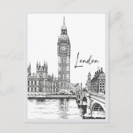 Postal Hand drawn London Street Scene Landmark