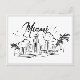 Postal Hand drawn Miami Florida USA