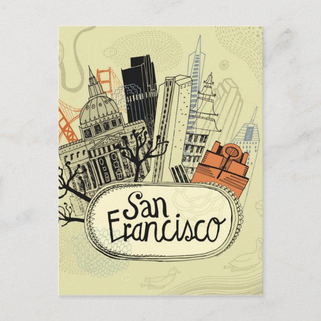 Postal Hand Drawn San Francisco (Anverso)