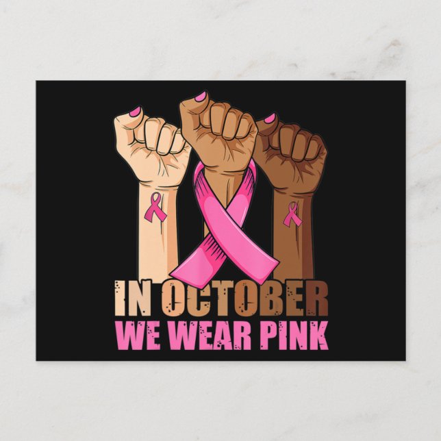 Postal Hand In October We Wear Pink Breast Cancer Awarene (Anverso)