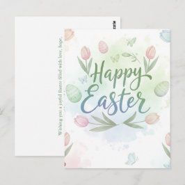 Postal Hand-Lettered Happy Easter Watercolor Greeting 