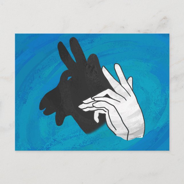 Postal Hand Silhouette Billy Goat Blue (Anverso)
