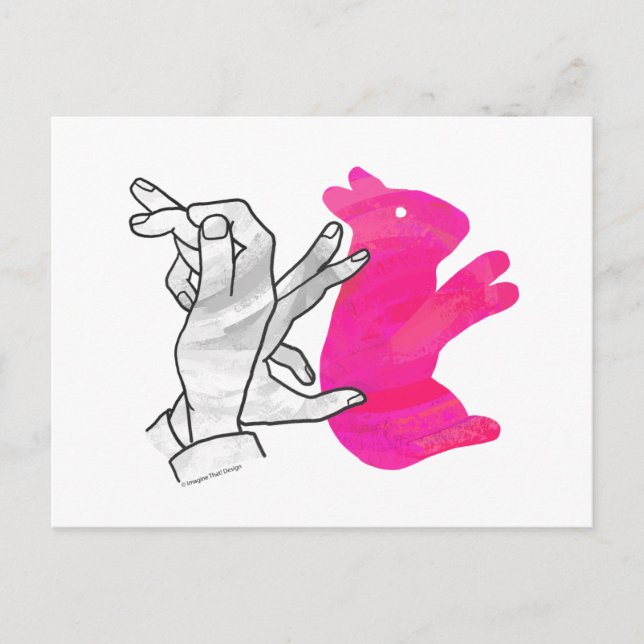 Postal Hand Silhouette Rabbit Pink (Anverso)