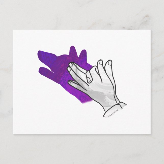 Postal Hand Silhouette Wolf Purple (Anverso)