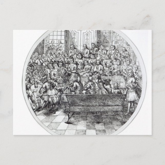 Postal Handel dirigiendo un oratorio, c.1740 (Anverso)