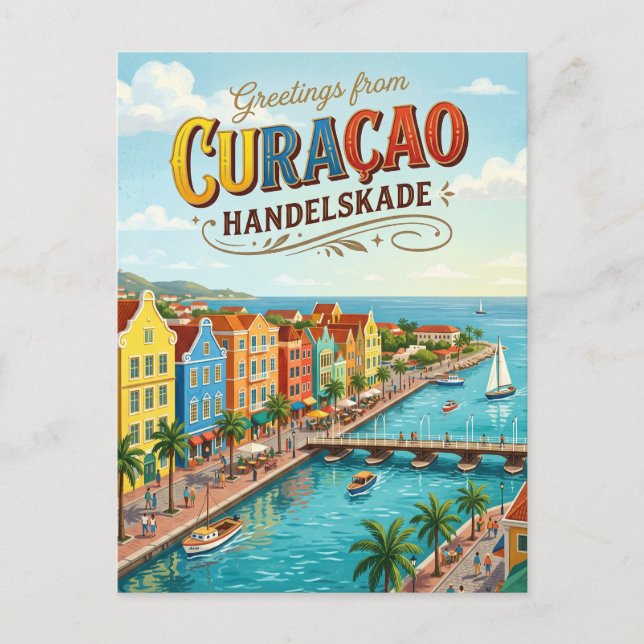 Postal Handelskade, paseo marítimo de Willemstad Curaçao (Anverso)