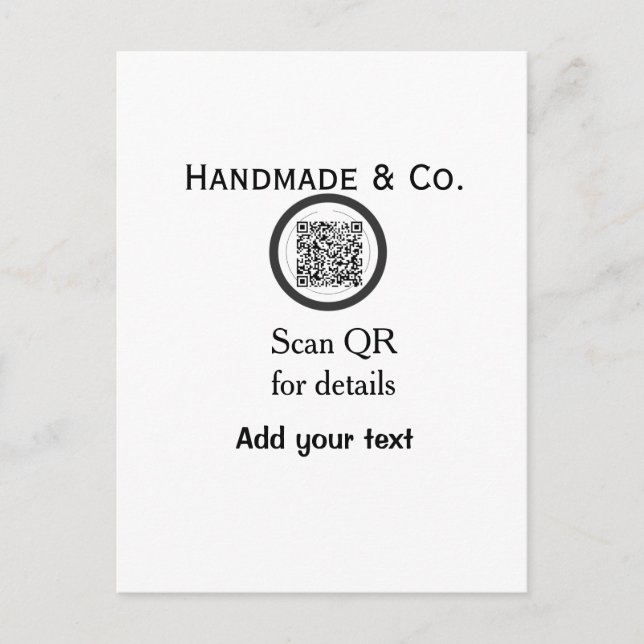 Postal Handmade company business Scan QR details name dat (Anverso)
