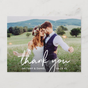 Postal Handwritten Script Wedding Thank You Photo