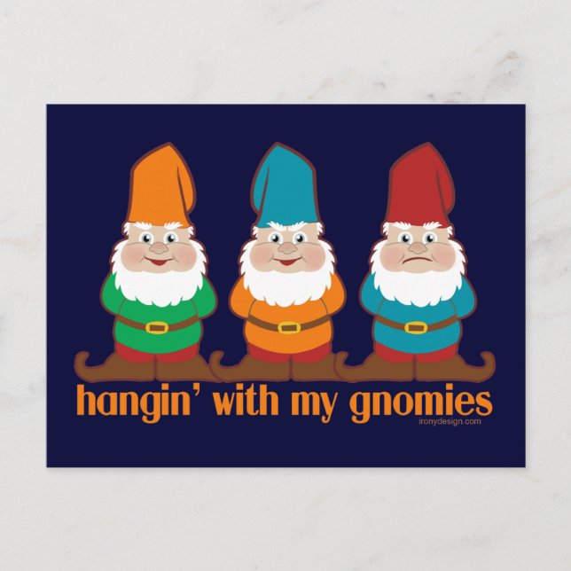 Postal Hangin' con mis gnomos (Anverso)